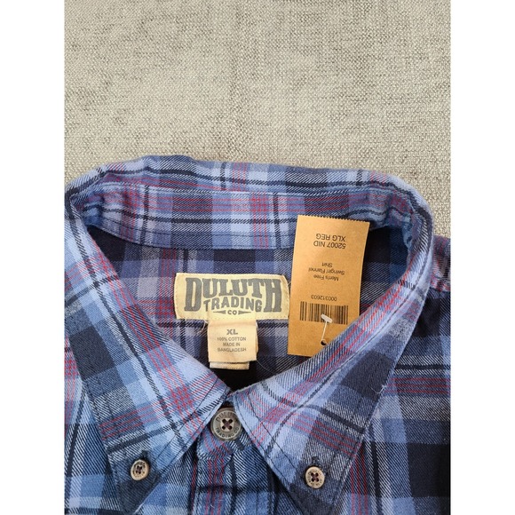 *NWT* Duluth Shirt Mens XL Blue Plaid Flannel Free Swinging Regular Fit Button - Picture 6 of 6